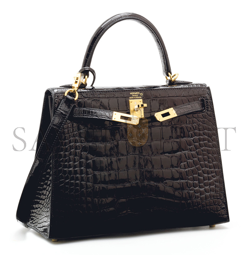 H**mes master black alligator sellier kelly 25 with gold hardware (25*17*7cm)